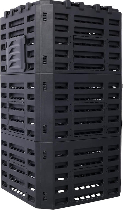 90 Gallon Garden Composter Bin - Premium Recycled Plastic, Large 340 Liter Capacity, Easy Assembly, Lightweight, Aerating Outdoor Compost Box for Fertile Soil