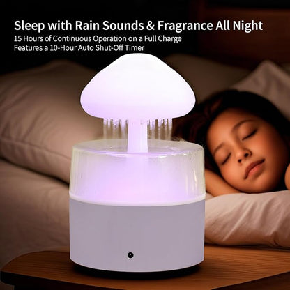 Rain Cloud Humidifier, Rain Humidifierrain Humidifier Water Drip, Water Drip Rain Sounds for Sleeping, Mushroom Waterfall Lamp, Desk Humidifiers for Office (white)
