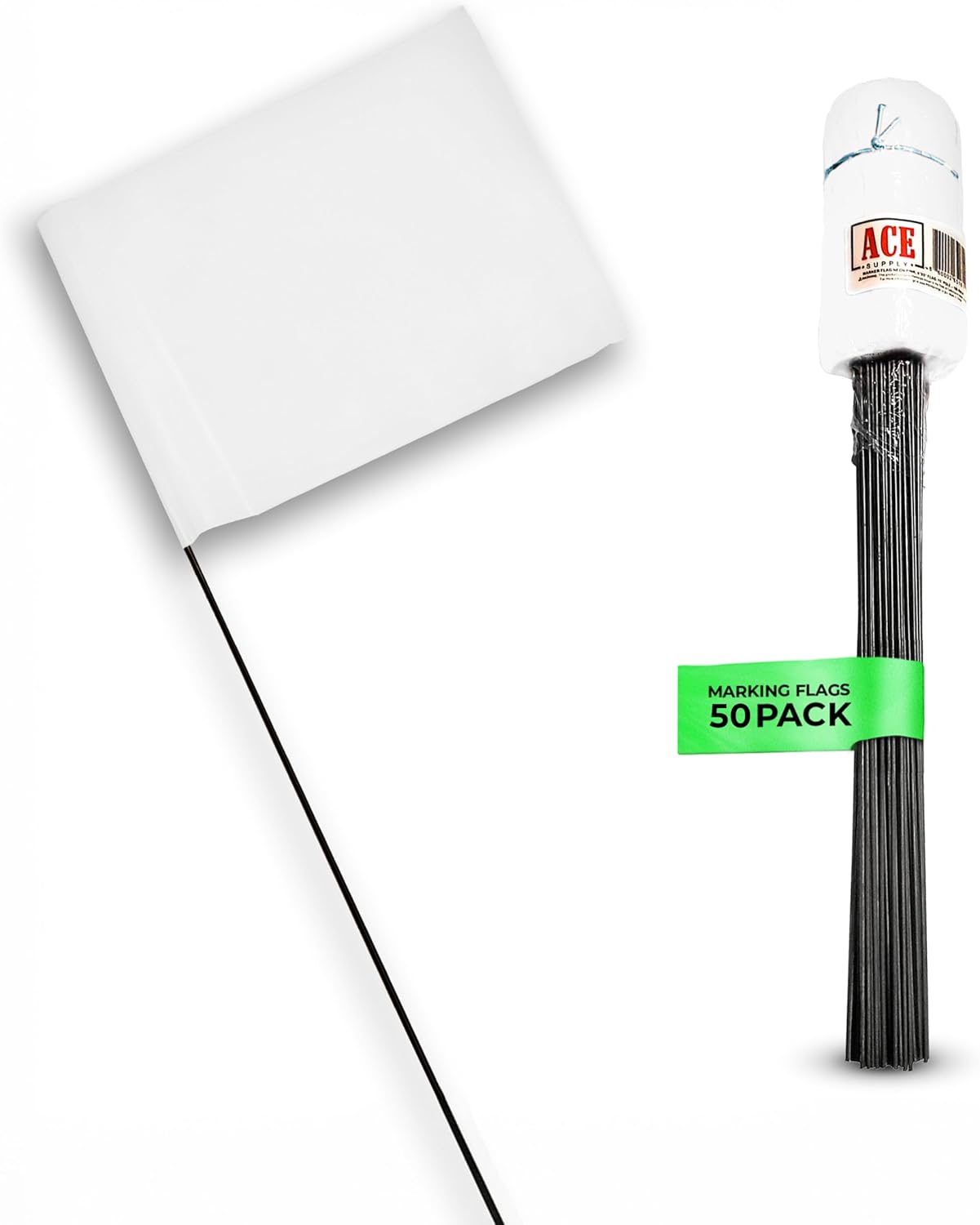 White Flags for Marking Yard - 4x5x15 Inch Invisible Fence Flags for Dogs - 50 Pack - Dog Invisible Fence Training Marker & Boundary Training