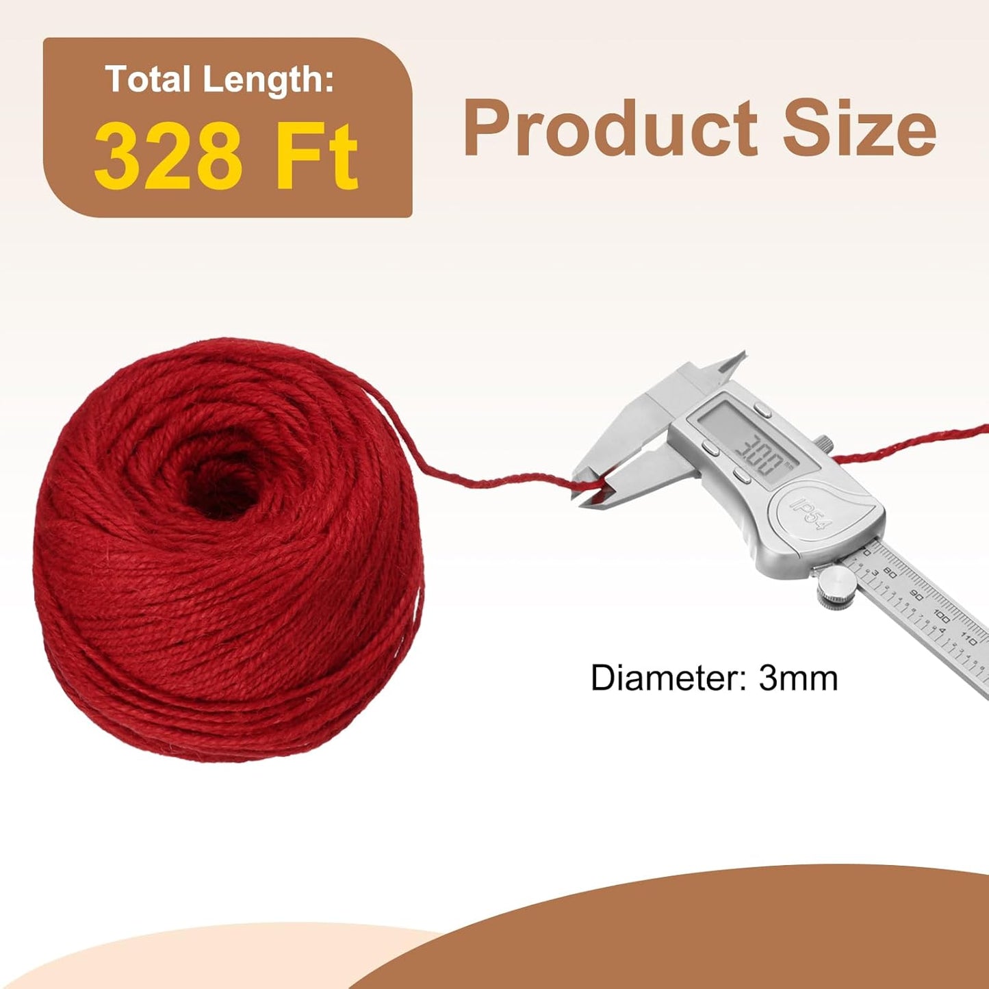 uxcell 328 Feet Natural Jute Twine String,3mm Thin Garden Twine Rope Colored Plant String Cord for DIY Art Crafts Gift Wrapping Decoration Packing Gardening Plant Hanger,Red