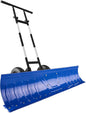 Best Choice Products 48in Heavy-Duty 2-Wheel Snow Pusher Hand Plow for Snow Removal w/Wheels, Adjustable Handle, Blade Angle - Blue
