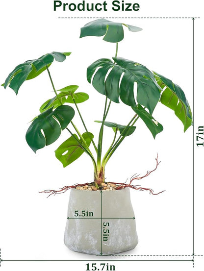 Fake Plants Large Artificial Monstera Faux Potted Plants Indoor Decoration, Faux Floor Plant for Indoor House Decor, Living Room, Bedroom, Office, House Plants