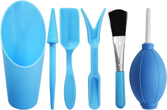 6Pcs Mini Succulent Tools Set, Garden Hand Tools Kit for Indoor Plant Care, Succulent Bonsai Miniature Garden Tool Set, Small Gardening Tools for Transplanting Digging Planting, Blue