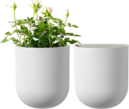 La Jolie Maison Wall Hanging Planters for Indoor Plants，Hanging Flower Pots for Air Plants Succulent, Set of 2, 6 Inch, Porcelain White