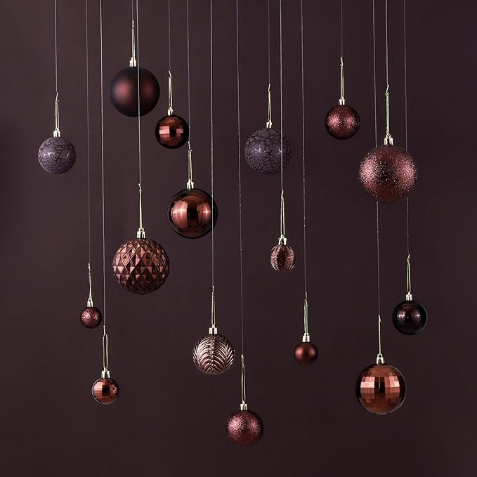 LANGXUN 36pcs Brown Christmas Tree Decorations Balls, Bolas De Navidad, 2025 Christmas Decor, Indoor Outdoor Shatterproof Christmas Ornaments, Xmars Party Wedding Suppiles