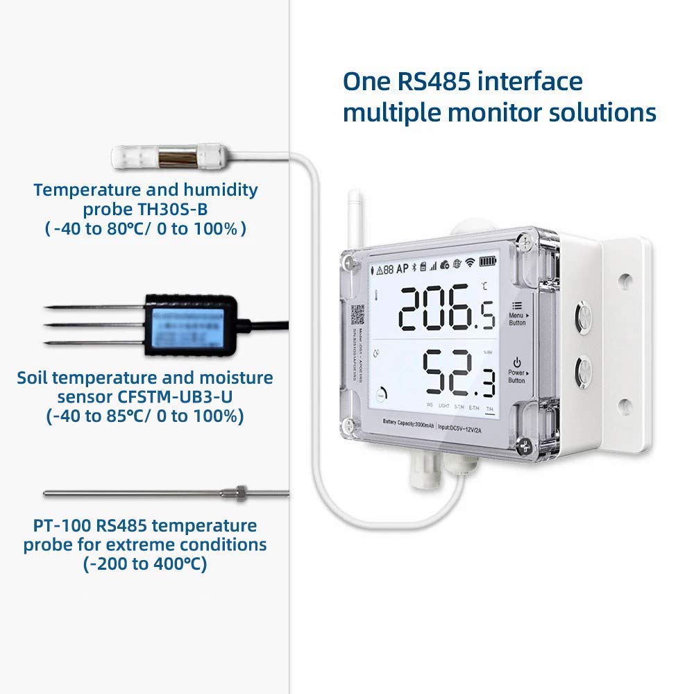 Ubibot GS1-AETH1RS + Siren Bundle Ethernet Thermometer Hygrometer, WiFi Temperature Humidity Sensor, Digital Temperature Data Logger, Free App Email Alert(2.4GHz WiFi & RJ45 Ethernet, no hub Required)