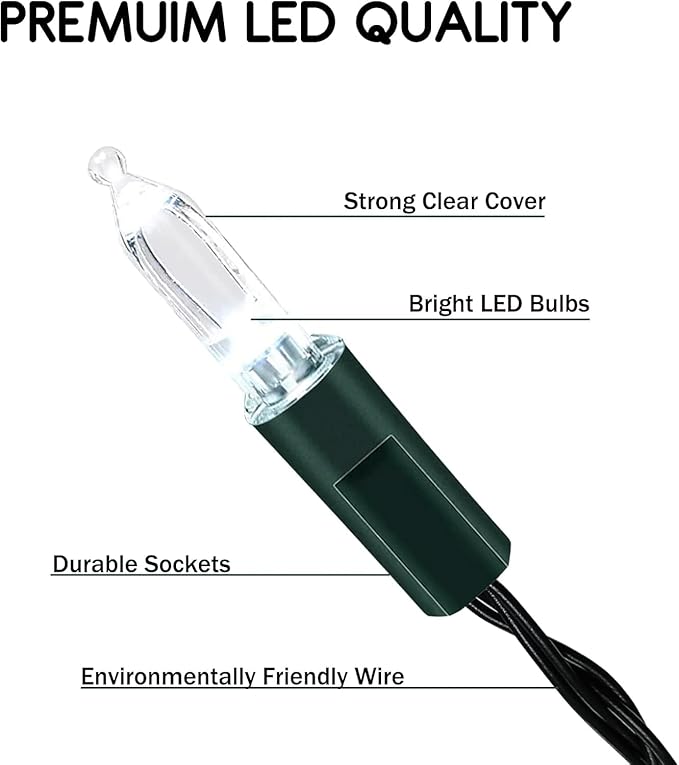 Battery Operated Christmas Lights, 33ft 100 LED Mini String Light with 8 Modes Auto-Timer, Waterproof Tree Lights for Outdoor Indoor Xmas Holiday Wreath Garden Decor, Cool White