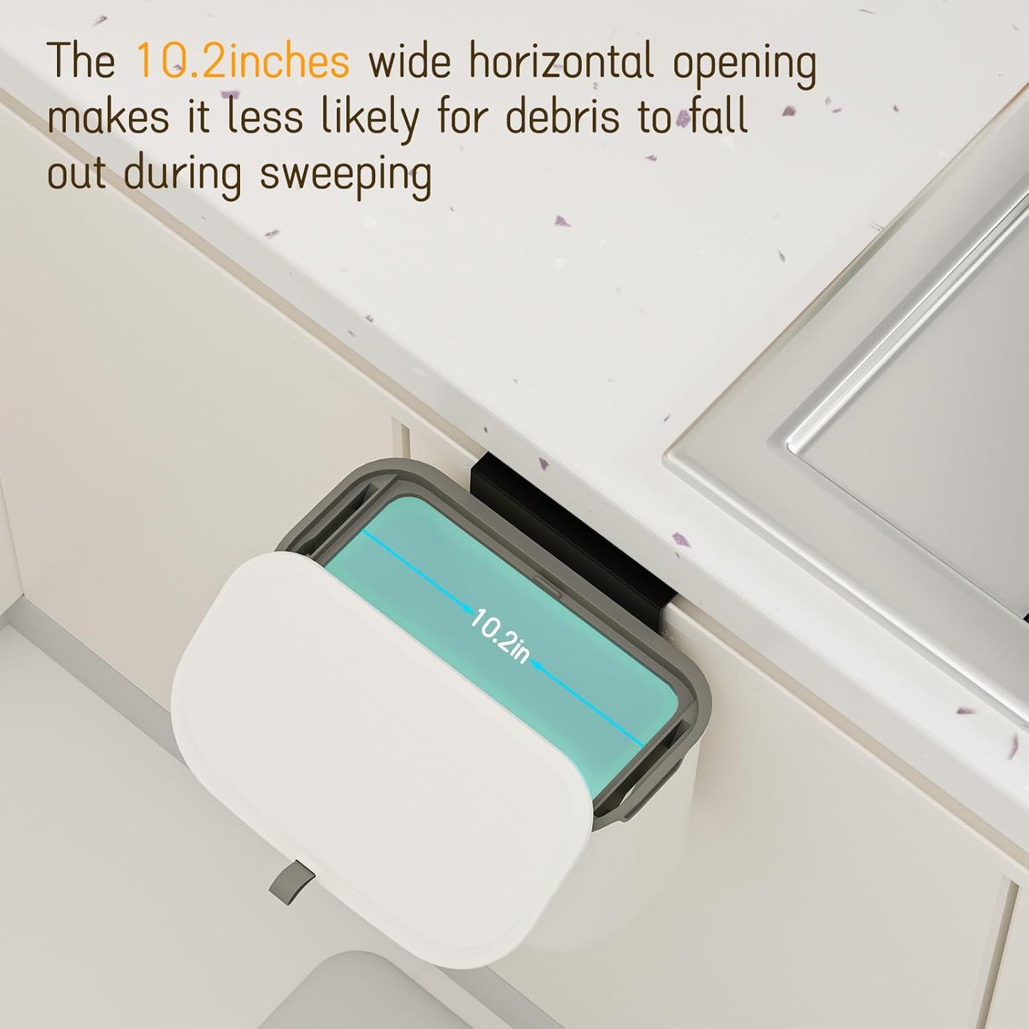 1.9 Gallon Kitchen Compost Bin Hanging Small Trash Can with Lid Under Sink Dual Installation & Triple-Seal Technology, Odorless Kitchen/Bathroom/Office Trash Can for Home, RV