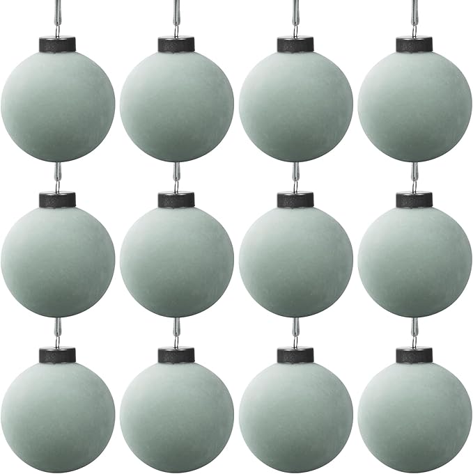 12 Pcs Velvet Christmas Balls Bulk Shatterproof Plastic Christmas Tree Decorations for Decorative Hanging Baubles (12, Haze Blue, 2.36Inch)