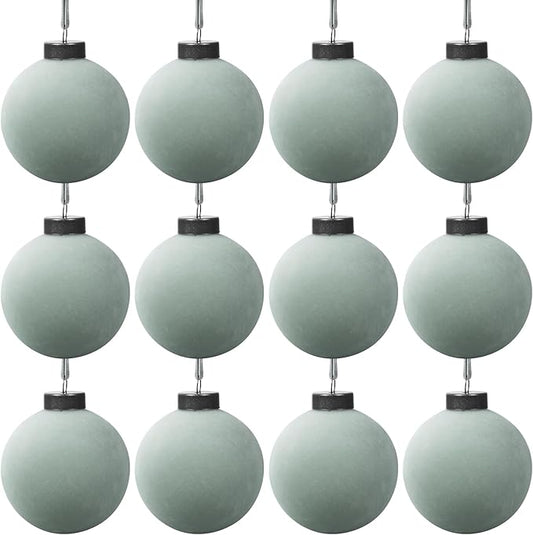 12 Pcs Velvet Christmas Balls Bulk Shatterproof Plastic Christmas Tree Decorations for Decorative Hanging Baubles (12, Haze Blue, 2.36Inch)