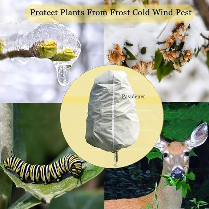 Plant Covers Freeze Protection 1 Packs 90" x75" 2.2oz Tree Covers Frost Plant Covers Freeze Cloth for Outdoor Plants with Zipper Drawstring