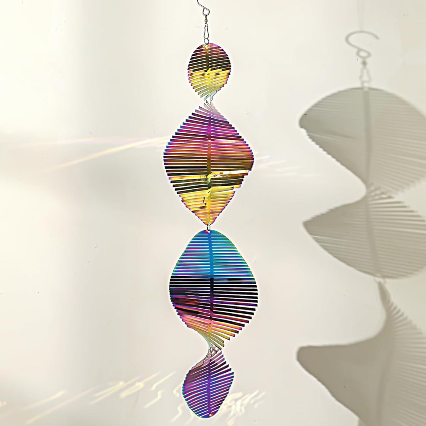 Wind Spinners Outdoor, 3D Helix Whirl, Gradient Multicolor, 24 inches Stainless Steel Metal, Hanging Wind Spinners, Garden, Yard Décor, Outside, Gifts for Women Mom Wife