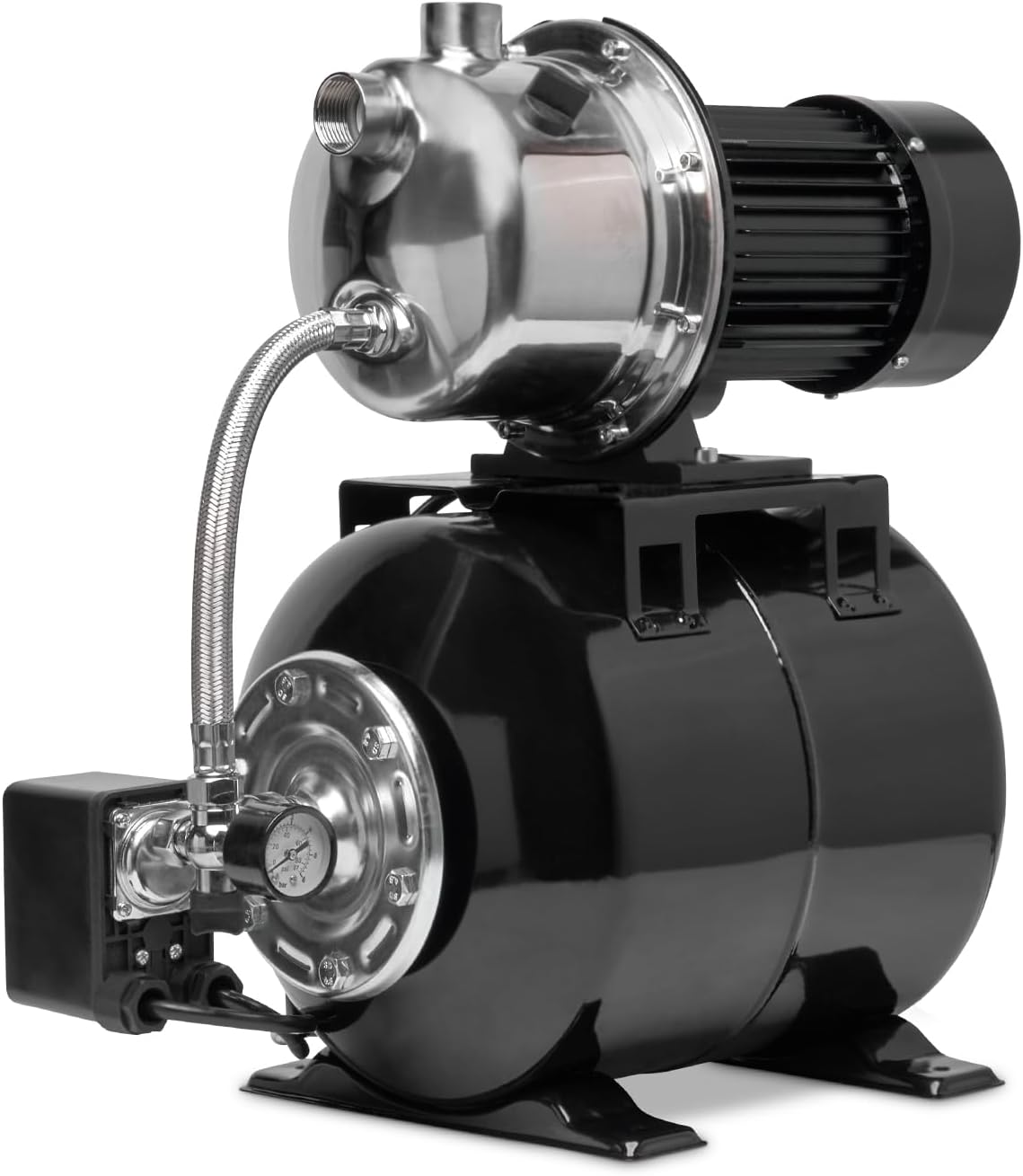 XtremepowerUS 1.6HP Shallow Well Pump with Pressure Tank, 1320GPH, 115V, Pressure Switch, Automatic Water Booster Jet Pump for Home, Garden, Lawn