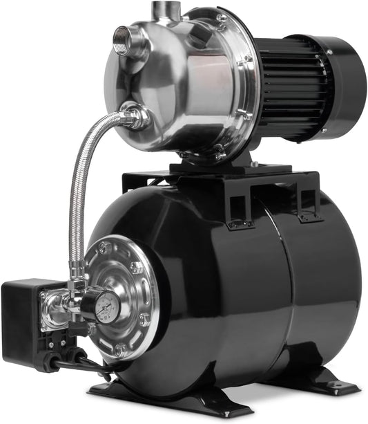 XtremepowerUS 1.6HP Shallow Well Pump with Pressure Tank, 1320GPH, 115V, Pressure Switch, Automatic Water Booster Jet Pump for Home, Garden, Lawn