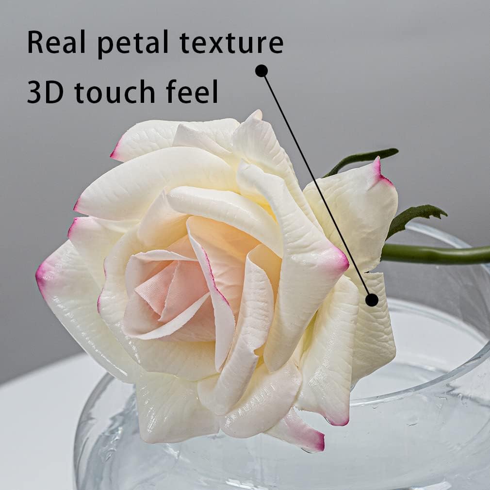 Artificial Roses Single Stem 10pcs Fake Silk Flower Arrangement Bouquet Real Touch for Home Party Wedding Decoration(Light Purple)