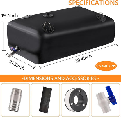 Water Tank, Water Storage Bladder, Portable Water Tank, Water Bladder Tank, Large Water Storage, Water Storage Containers for Camping, Garden, Emergency Water Storage Black