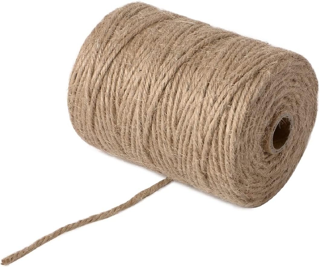 5mm 100 Feet Natural Jute Twine, for Crafts Gift, Craft Projects, Wrapping, Bundling, Packing, Holiday Packaging Twine, Gardening and More, Jute Rope to Use Around The House and Garden