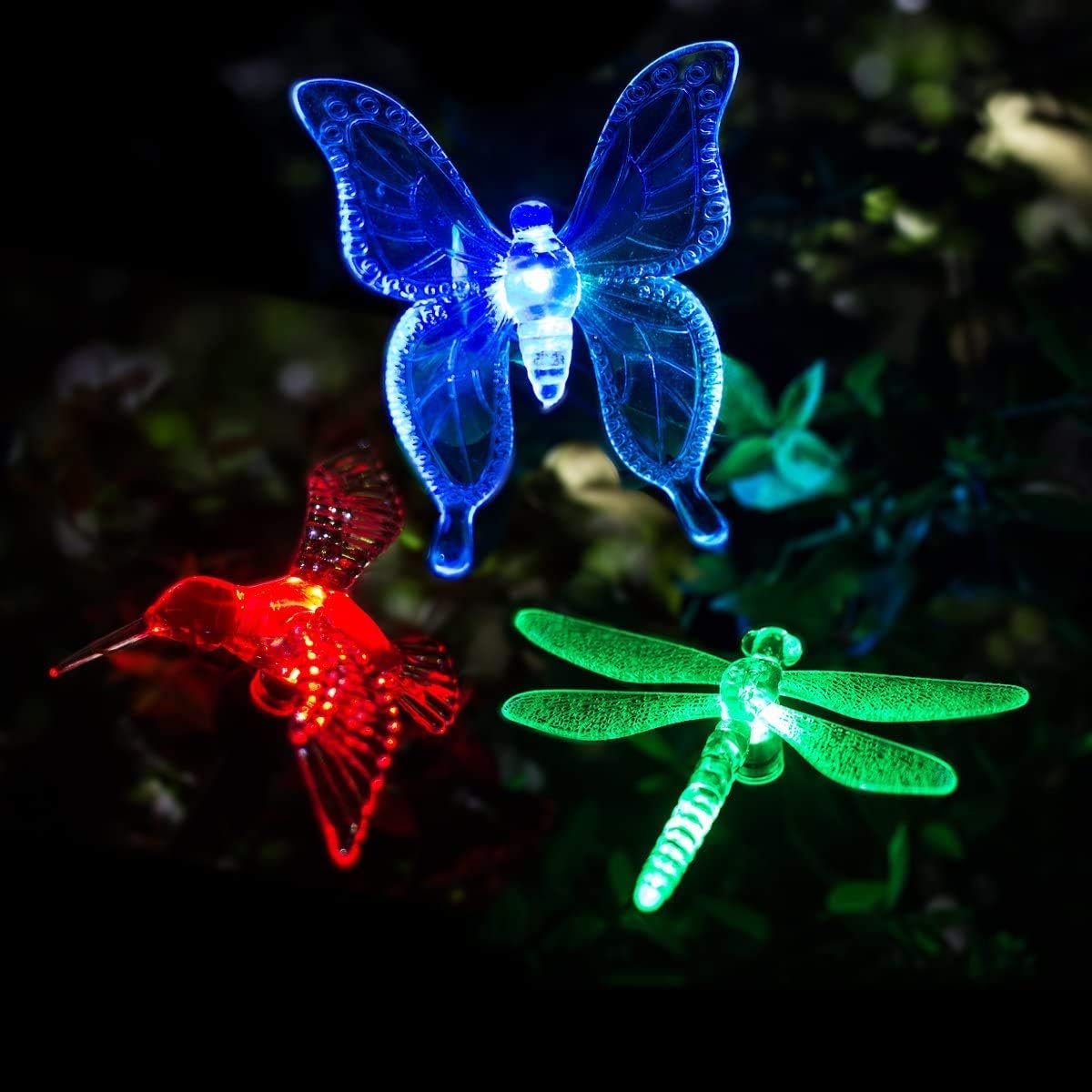 GIGALUMI Solar Garden Lights, 3 Pack Solar Butterfly Lights Decoration, Outdoor Garden Decoration Color Changing LED, Outdoor Decorative for Pathway, Lawn, Patio, Driveway