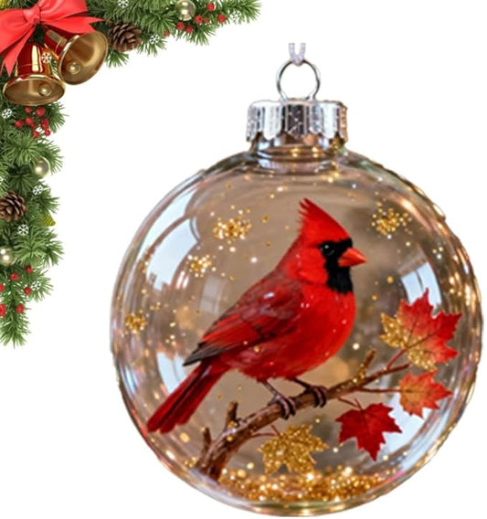 Winter Birds Christmas Glass Bauble Collection, Nature’s Birds Crystal Glass Ornament Set, 2026 Cute Hummingbird Christmas Tree Ornaments, for Xmas Tree Memorial Gifts, Room Decor(Stylee)