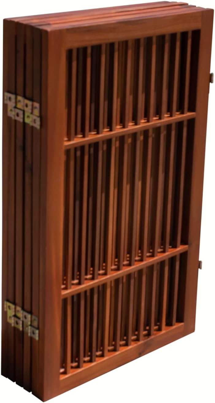 Pet Dog Gate Strong and Durable Freestanding Folding Acacia Hardwood Portable Wooden Fence Indoors or Outdoors by Urnporium (Brown Pet Gate, 6 Panel 30" Tall)