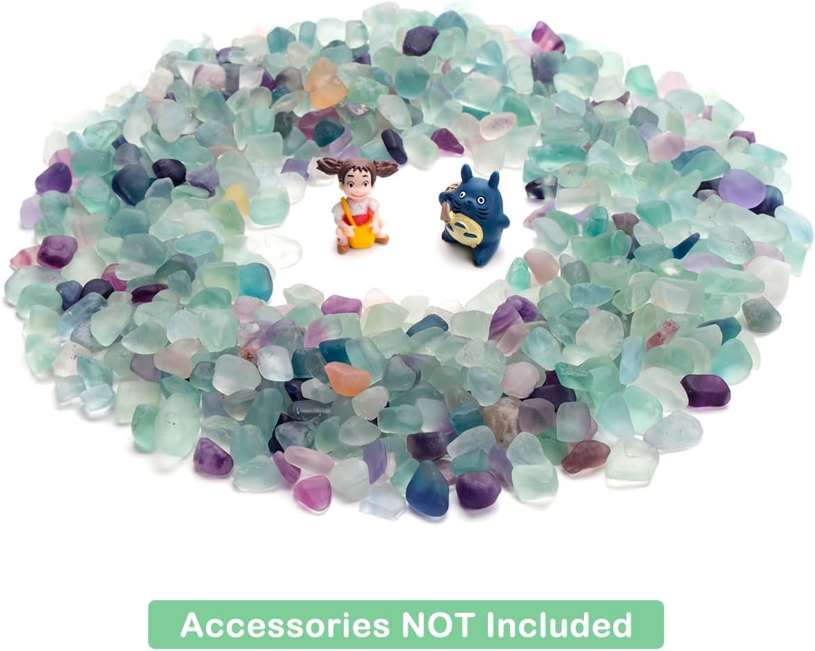 WAYBER Decorative Crystal Pebbles, 1 Lb/460g (Fill 0.9 Cup) Natural Quartz Stones Aquarium Gravel Sea Glass Rock Sand for Fish Turtle Tank/Air Plants Decoration