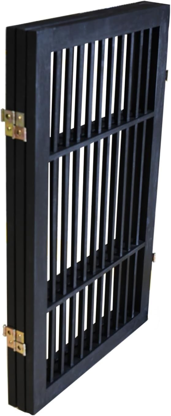 Pet Dog Gate Strong and Durable Freestanding Folding Acacia Hardwood Portable Wooden Fence Indoors or Outdoors by Urnporium (Black Pet Gate, 3 Panel 30" Tall)