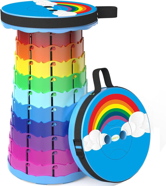 ALEVMOOM Portable Collapsible Stool Retractable Folding Telescoping Stool for Adults Sturdy Capacity 440lbs Foldable Camping Stool for Outdoor Hiking Garden BBQ