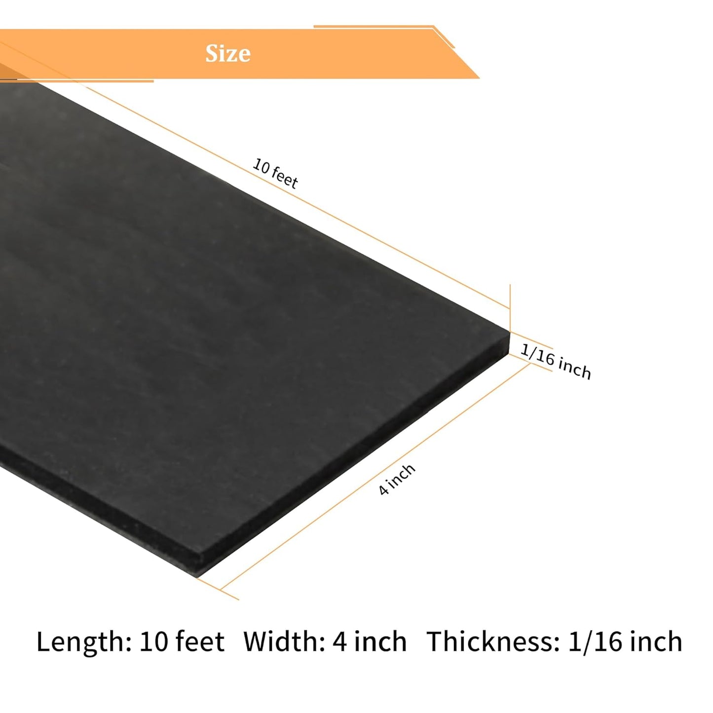 DOBTIM Solid Neoprene Rubber Strips with Adhesive Backing 1/16 (.062)" Thick x 4" Wide x 10' Long, Self Adhesive Rubber Sheets, Rolls & Strips for DIY Gaskets Crafts Pads Seals Warehouse Flooring