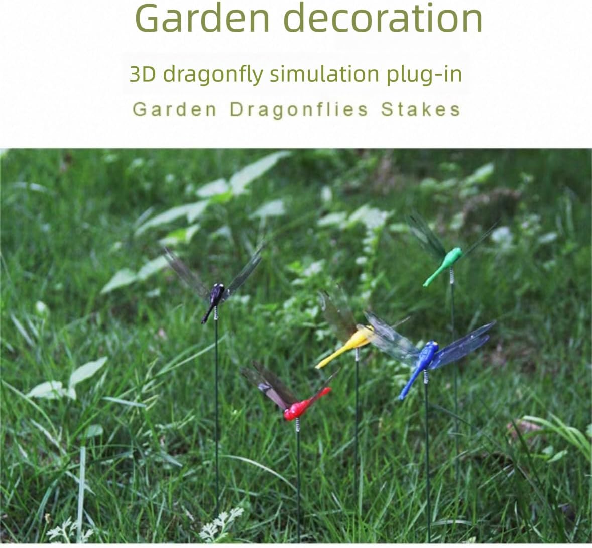 Indoor & Outdoor Fake Dragonfly Rod Clip,Dragonfly Clip Bug Repellent, 3D Dragon Fly Garden Stakes & Hat Simulation Decor, Garden Bird and Fly Scare Devices (4PCS-Mixed)