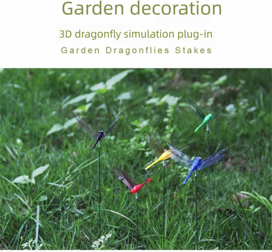 Indoor & Outdoor Fake Dragonfly Rod Clip,Dragonfly Clip Bug Repellent, 3D Dragon Fly Garden Stakes & Hat Simulation Decor, Garden Bird and Fly Scare Devices (4PCS-Mixed)