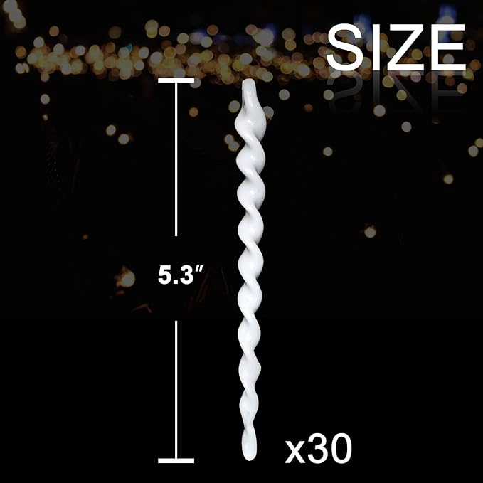 AMS Christmas Sparkling Glitter Icicle Ornaments 30 PCS Acrylic Icicles Ornament Set for Christmas Tree New Year Party Decorations Supplies(5.3''/13.5cm, Ivory White)