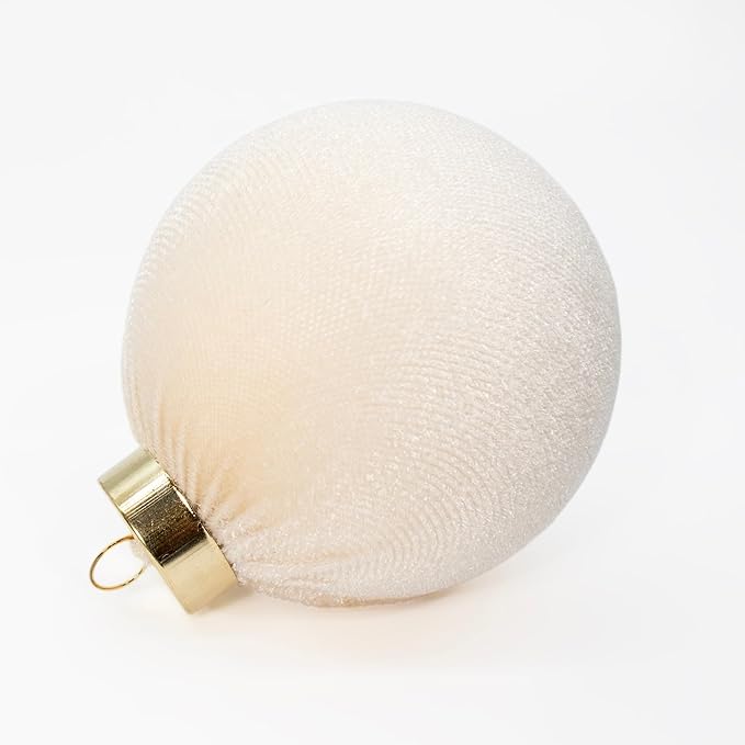 18PCS White Velvet Christmas Ornaments Set – Large Matte Flocked Shatterproof Baubles for Xmas Tree Decoration, Warm Neutral Hanging Ornaments for Holiday & Home Décor (Ivory White, 3 Inch / 8 cm)