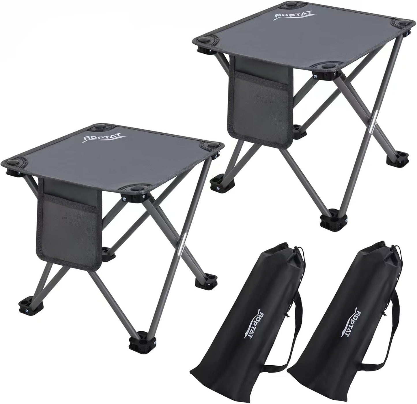 Roptat 2 Pack Camping Stool,Portable Folding Compact Lightweight Stool Seat for Camping Fishing Hiking Gardening Outdoor Walking Backpacking Travelling and Beach with Carry Bag (Grey)