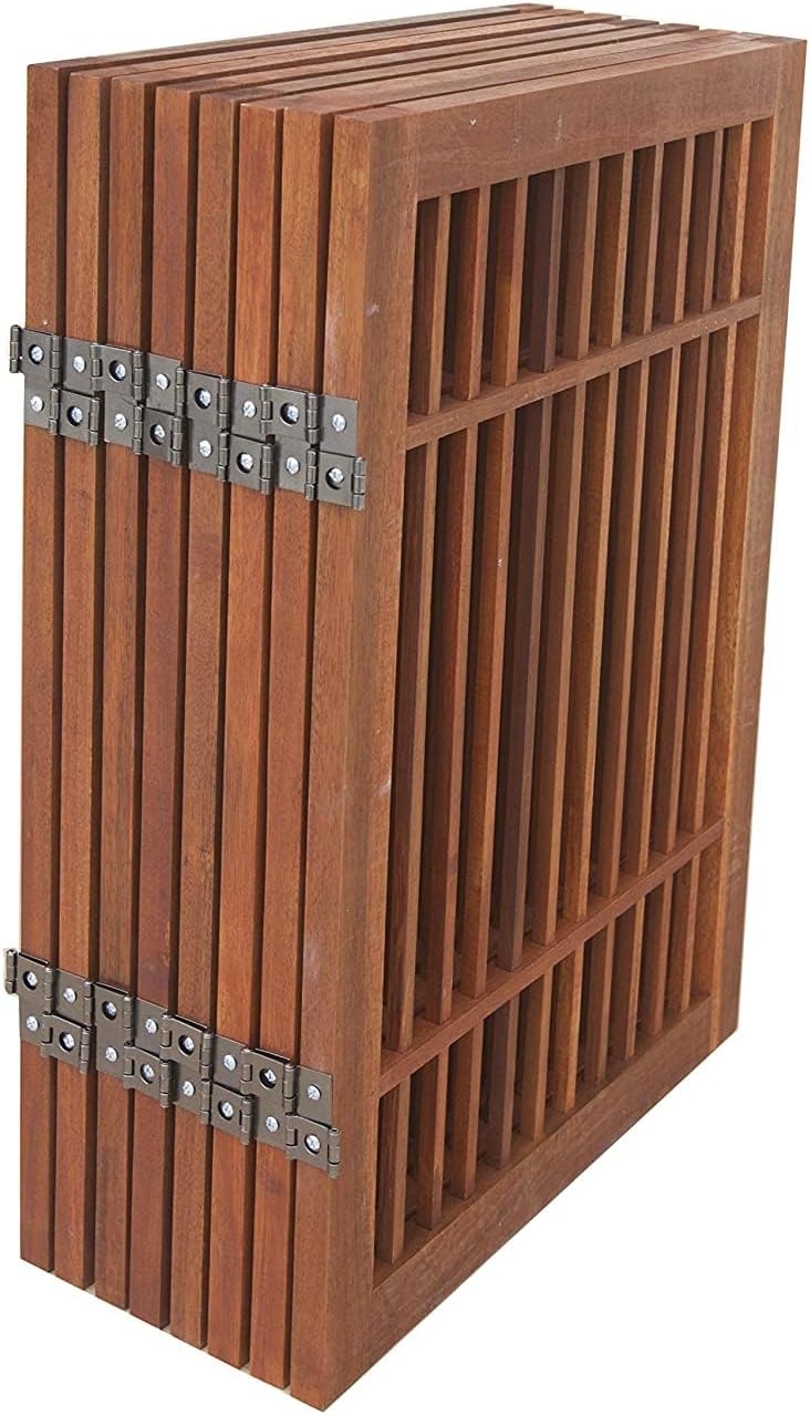 Urnporium Freestanding Pet Gate Folding Wooden Fence for Indoor & Outdoor Use, Durable Acacia Hardwood (Brown Pet Gate, 8 Panel 24" Tall)