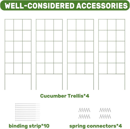 DOEWORKS Cucumber Trellis, 48" High Foldable A Frame Garden Trellis, 2 Pack, Plant Support for Climbing Cucumber, Beans, Tomatoes, Flowers, Green