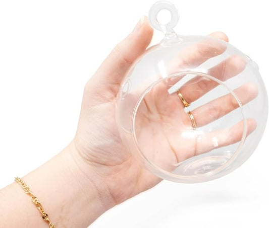 Stunning Flat Bottom 3 Globe Plant Terrarium Kits - 5 Small Assorted Air Plants, Beige Stones and Moss in Propagation Jar - Home and Garden Décor Plant Pot - Easy Care Indoor and Outdoor Plant Vase