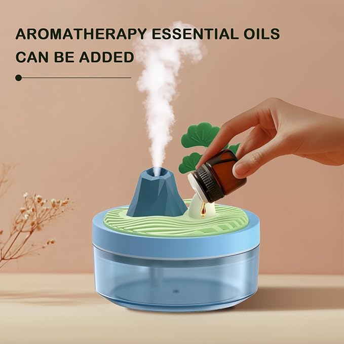 Cute Mini Humidifier 320mL Cool Mist Humidifie mute with 2 Mist Modes, for Home/Nursery/Office, Portable Mini Air Moisturizer,rechargeable mini humidifier(Blue)