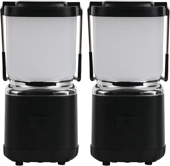 LUXPRO LP189 Mini Lantern - USB-C Rechargeable Camping Light - with 4 Color Modes - Dimmable LED Portable Lantern for Hiking & Emergency - Handy Compact Design (Black, 2-Pack)