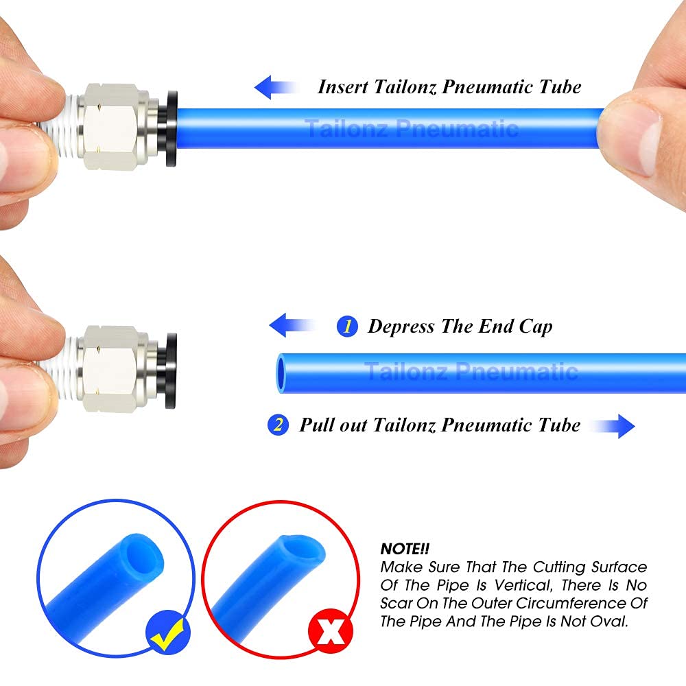 TAILONZ PNEUMATIC Elbow and Straight Combination 5/32 Inch Tube OD x 1/4 Inch NPT Thread Push to Connect Fittings PC-5/32-N2+PL-5/32-N2(Pack of 4)