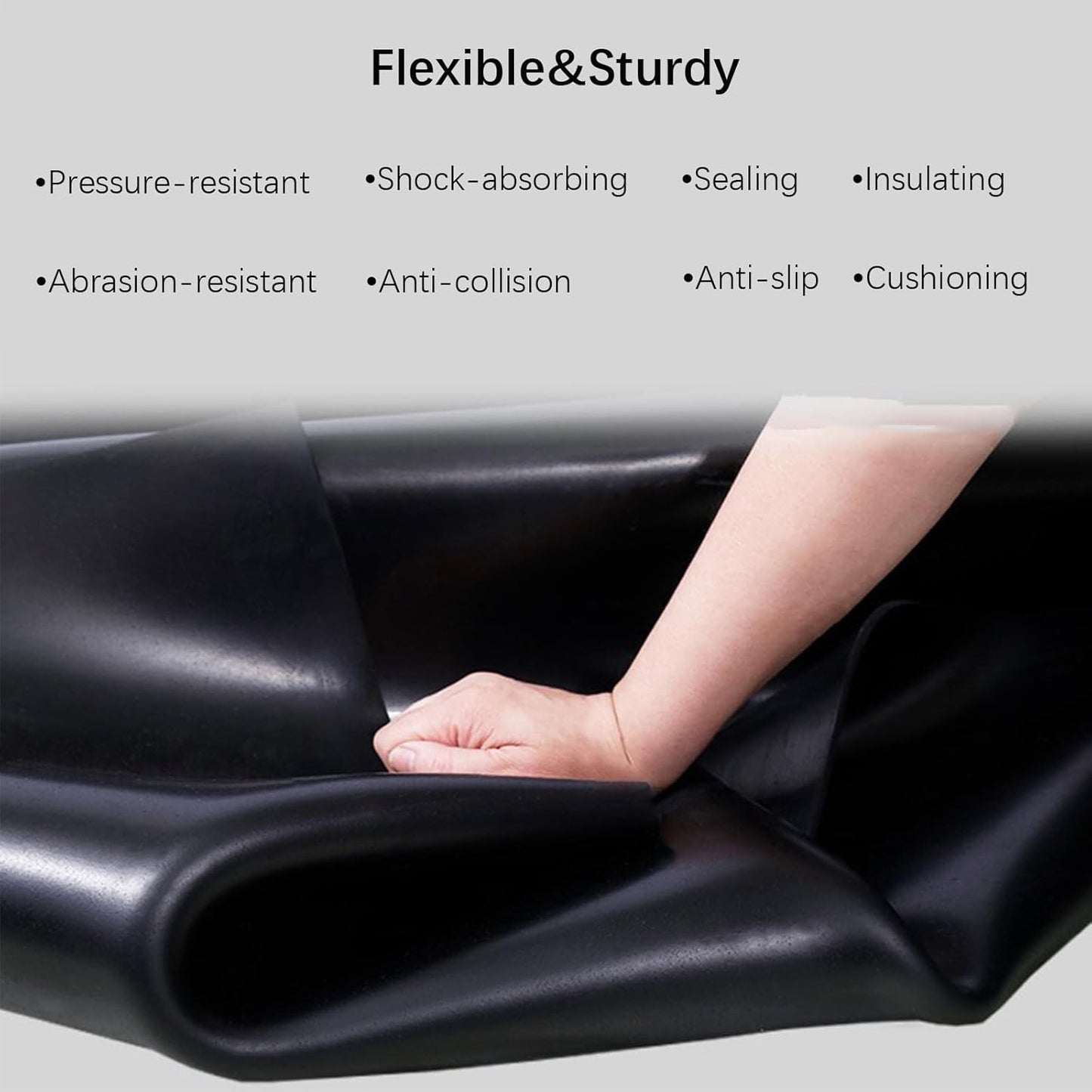 Solid Rubber Sheet Roll 1/8 (.125)" Thick X 12" Wide X 12" Long, Solid Rubber Strips, Sheet, Rolls for Bumpers, Flooring Protection, Sealing, DIY