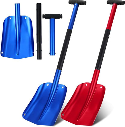 Gisafai 2 Pcs 34'' Detachable Emergency Snow Shovel for Car Aluminum Extendable Collapsible Snow Shovel Emergency Car Cleaning Equipment Suitable for Truck SUV Van Camp Outdoor (Red,Blue)