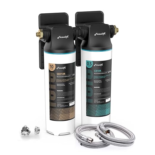Frizzlife DW10 Under Sink Water Filter System, NSF/ANSI 53&42 Certified Elements, Reduces 99.99% Lead, Chlorine, Fluoride, Bad Taste & Odor, Direct Connect 2-Stage Water Filter, 0.5 Micron, USA Tech