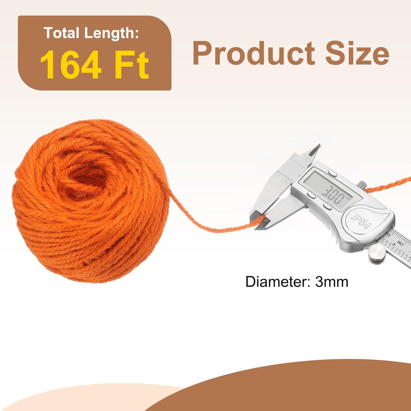 uxcell 164 Feet Natural Jute Twine String,3mm Thin Garden Twine Rope Colored Plant String Cord for DIY Art Crafts Gift Wrapping Decoration Packing Gardening Plant Hanger,Orange