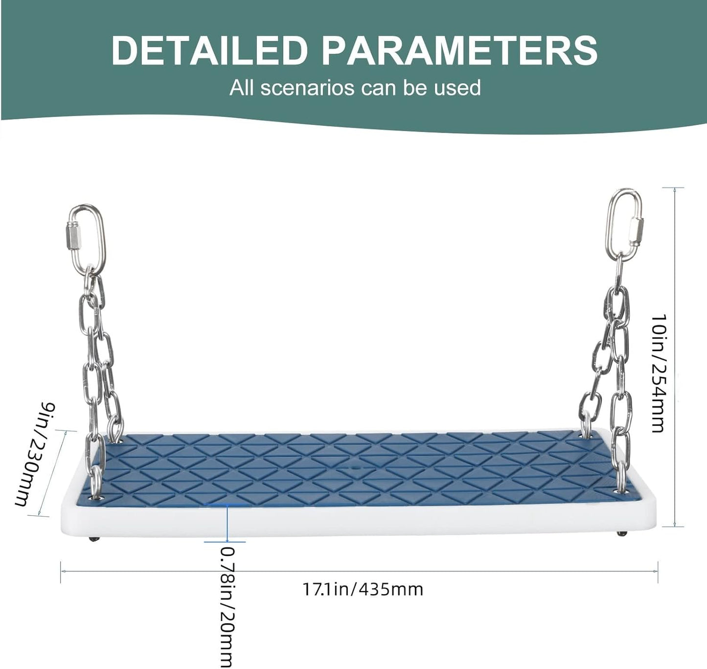 Swing Seat Heavy Duty, Non Slip Tree Swing Set Playground Swing Set Accessories for Kid Indoor Outdoor Backyard, Blue
