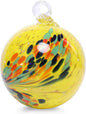 VCUTEKA Hanging Garden Gazing Ball, Hand-Blown Glass Witch Ball for Outdoor Garden Décor, 6" Yellow Swirl