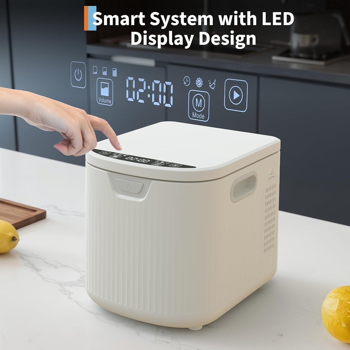 2.5L Electric Composter Countertop, 3 Modes Kitchen Smart Compost Bin with Auto Cleaning, LED Display, Turns Kitchen Waste into Dry Manure, Low Noise Food Waste Compost Machine