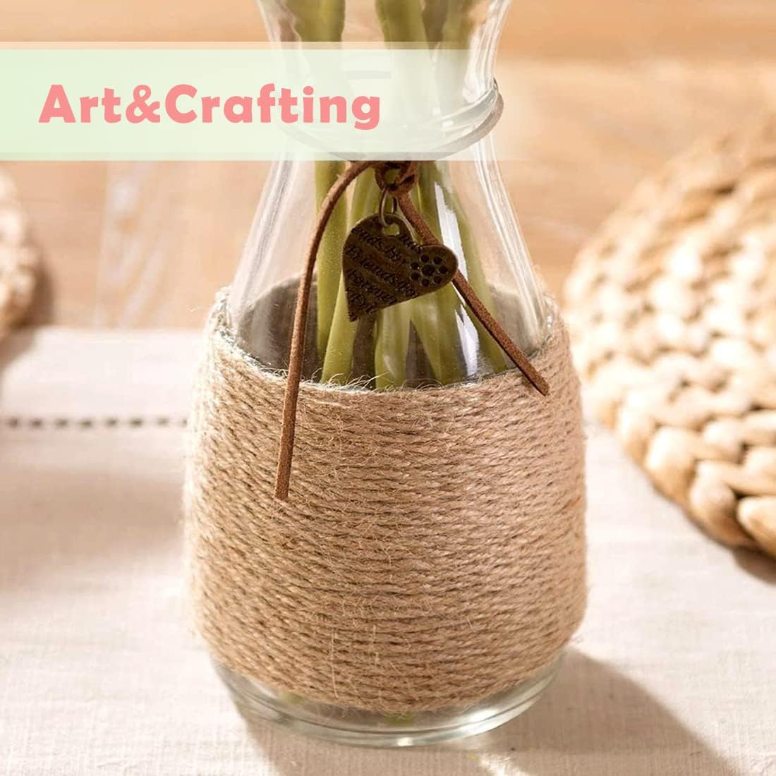 SMART&CASUAL 800 Ft Natural Jute Twine String Thin Ribbon Hemp Twine for Craft Plant Gift Wrapping Christmas Handmade Arts Decoration Packing String Home Decor (800 Ft (244M))