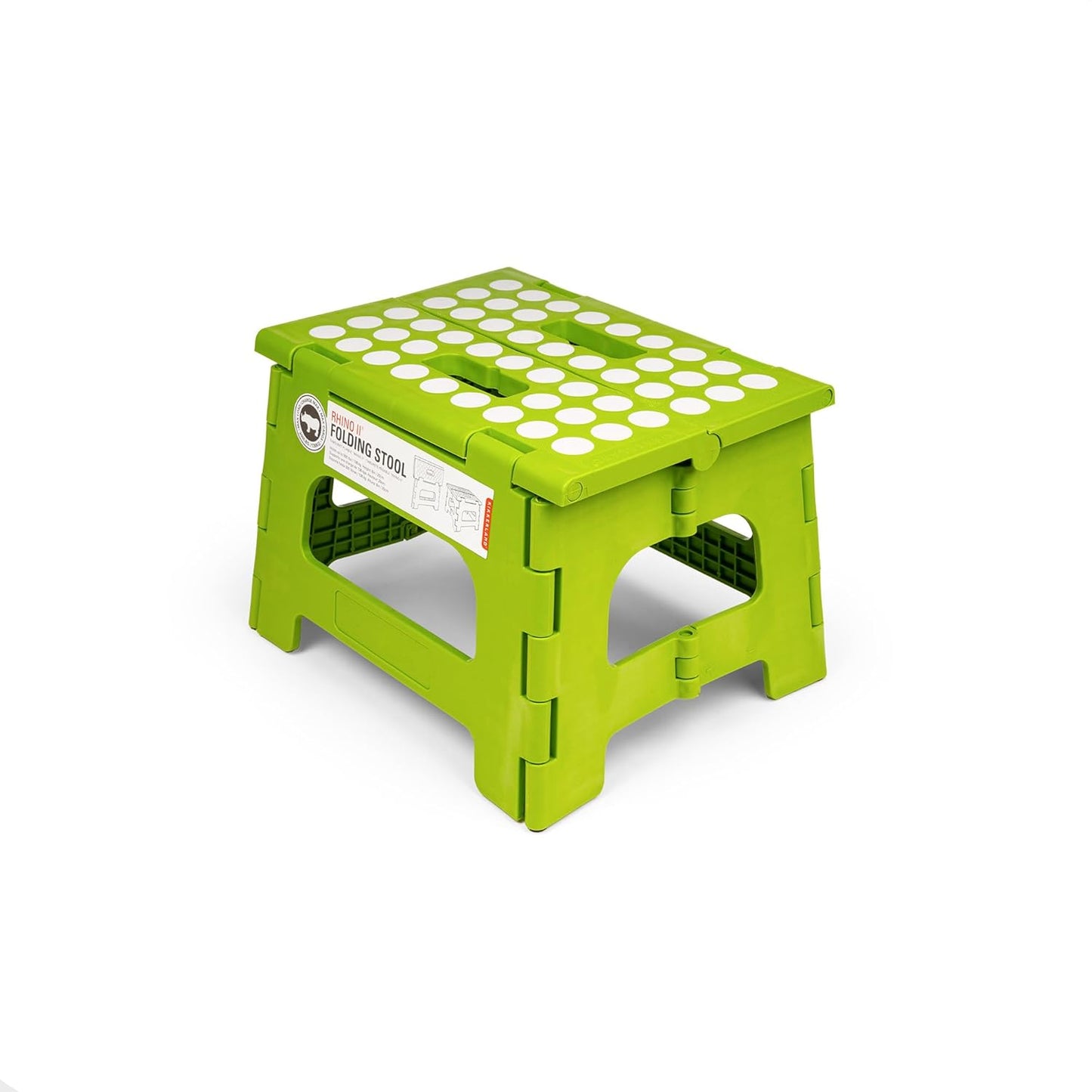 Kikkerland Rhino Foldable Step Stool – Holds Adults up to 300 Lbs, Best for Kitchen & Bathroom – Collapsible, Portable, Lightweight Stepping Stool with Sturdy, Non-Slip Design – Green, 8”