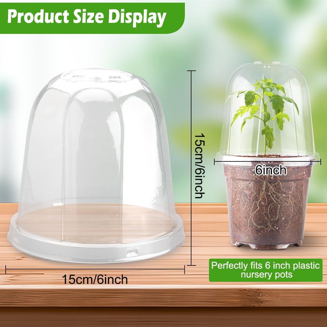30 Pcs Clear Plastic Humidity Dome, Adjustable Ventilation Plant Cloche for Seedlings Fits 6Inch Nursery Pots, Reusable Transparent Grow Dome Cover for Seed Starter Pots Outdoor Gardening Plant Growth