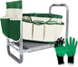 BDL Garden Kneeler Seat Foldable Durable Garden Stool with Tool Bag Pouch and Garden Gloves 330lb Capacity-Protects Your Knees, Clothes from Dirt & Grass Stains